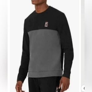 Fila black and gray color block crewneck sweatshirt Size XXL